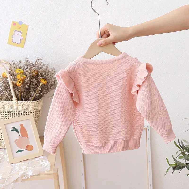 Baby girl sweater toddler girl long sleeved cotton cardigan skydiving wool knitted fabric childrens cartoon ruffles childrens clothing EY08142 W241025