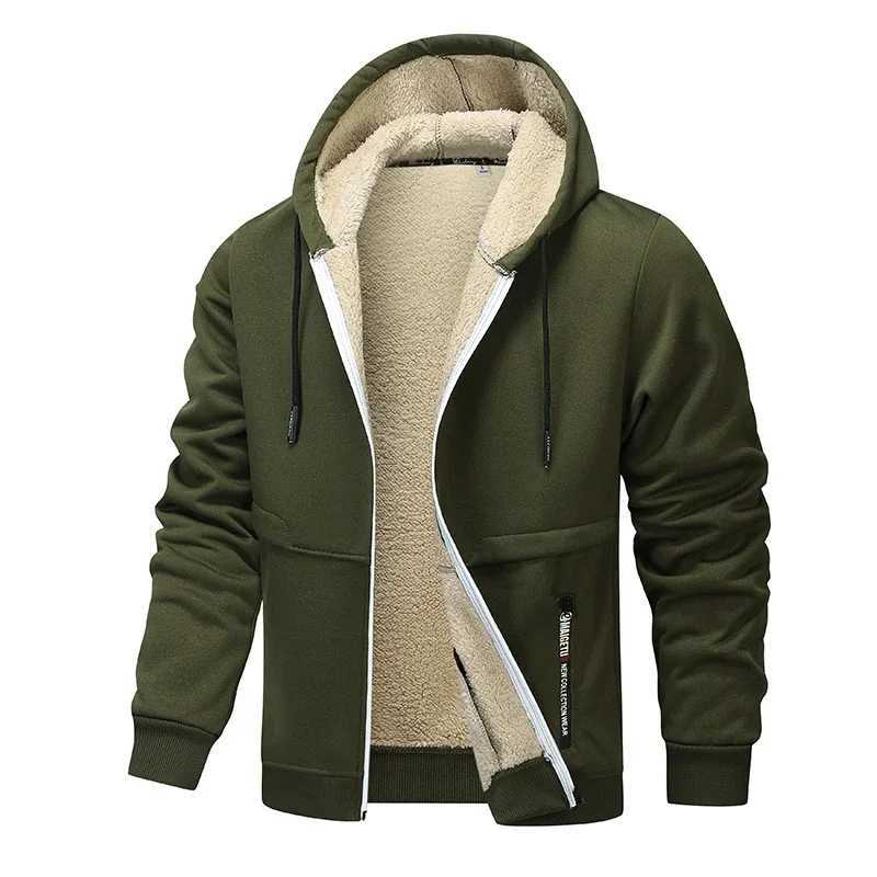 Winter Lambswool Zipper Hoodie Thick Warm Jacket Mens Long Sleeve Sweater Casual Sports Wool Jacket Hoodie Mens Jacket W241024