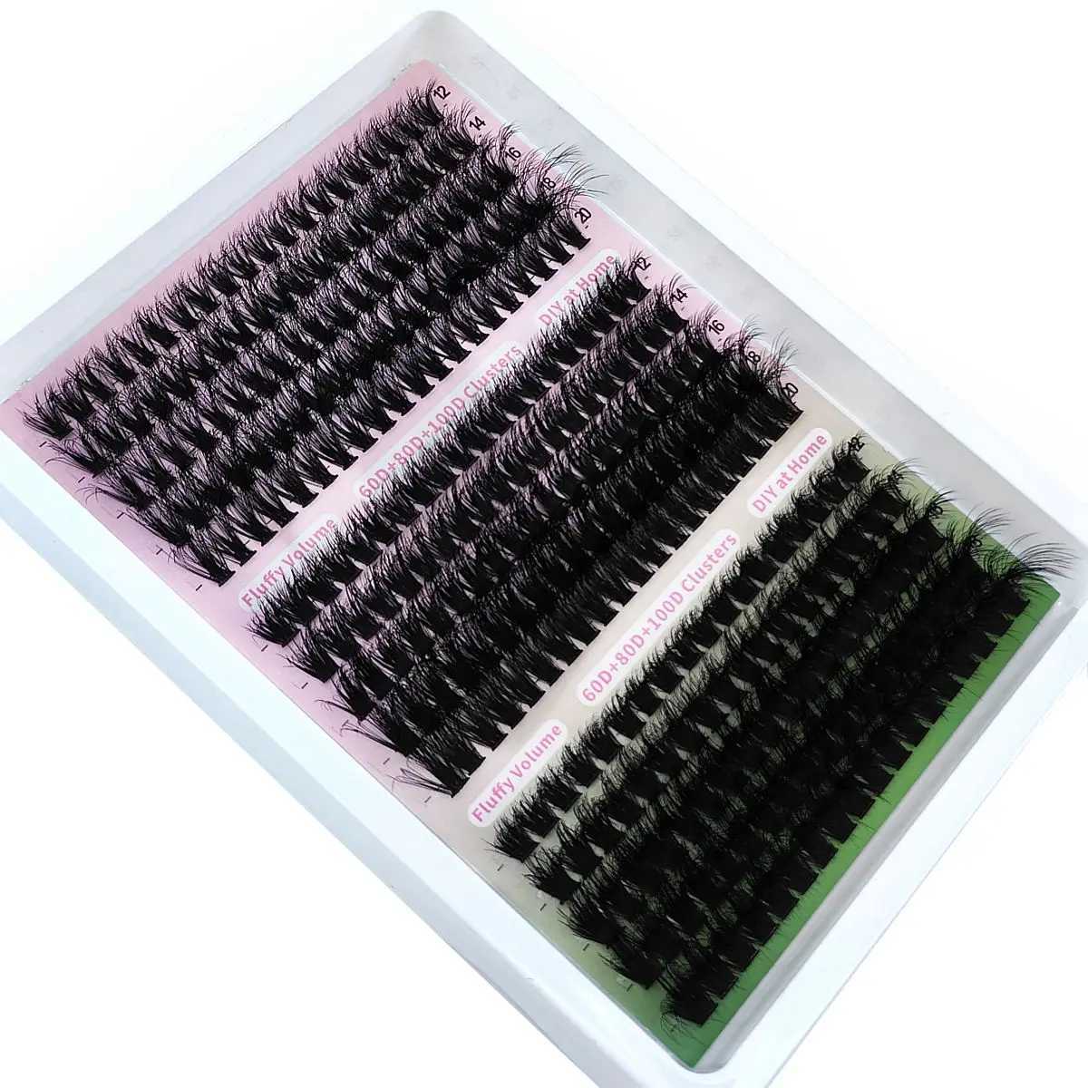 15 rows of fluffy eyelash clusters 60D+80D+100D natural thick eyelash clusters D/CC/DD curled personal eyelashes DIY eyelash extensionW241024