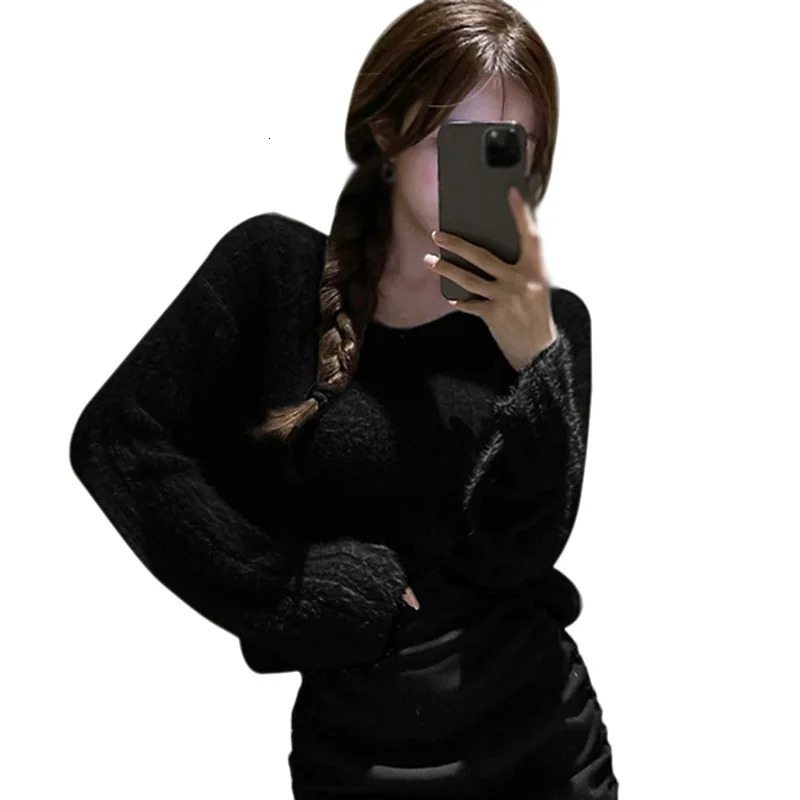 Winter Women Pullovers Loose Fit Knitted Sweater Base Layer Shirt Long Sleeves V Neck Solid Color Warm Tops Lady Casual Jumpers 241024