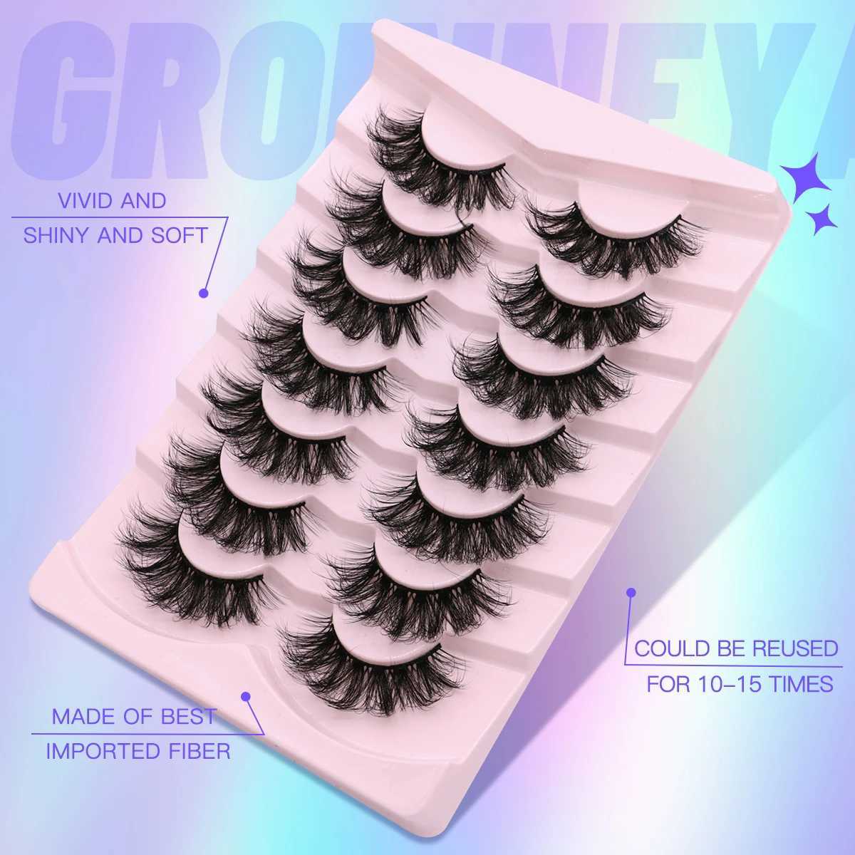 Groinneya eyelash mink fluffy 5/7 pairs of eyelashes long-lasting Wispy natural eyelashes dramatic volume eyelash extension thickness longW241024