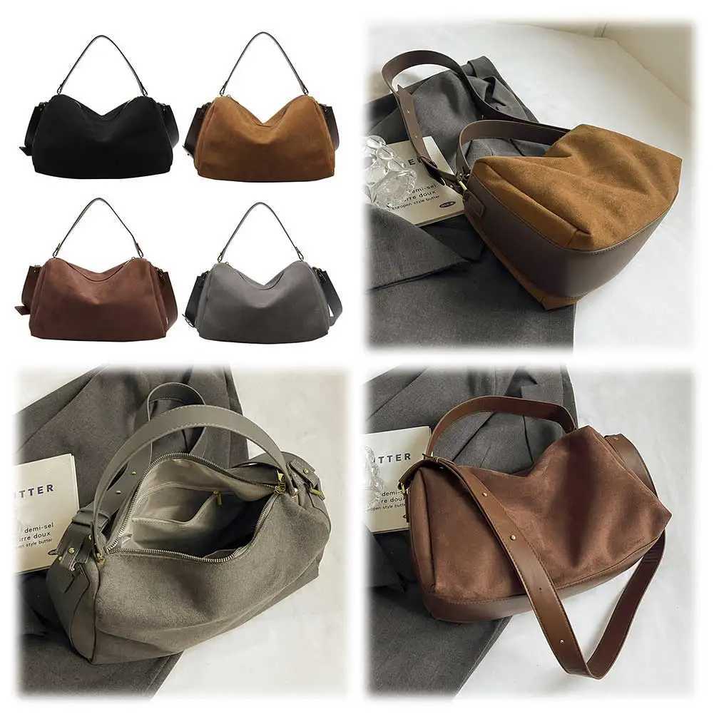 Women Suede Shoulder Bag Adjustable Strap Tote Large Capacity Crossbody Trendy Slouchy 241025