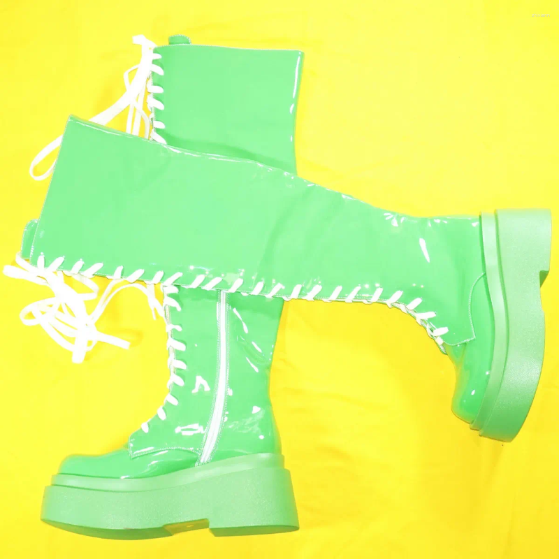 Boots Wedges Pumps Shoes Women Patent Leather Super High Heels Over The Knee Snow Female Round Toe Fashion Sneakers Casual