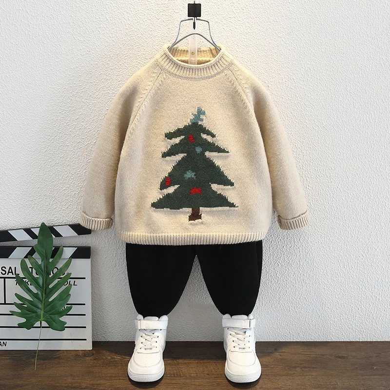 Boys sweaters wool jackets childrens tops knitted 2024 cartoon thick warm winter autumn latte art Christmas gifts sports childrens clothing W241025