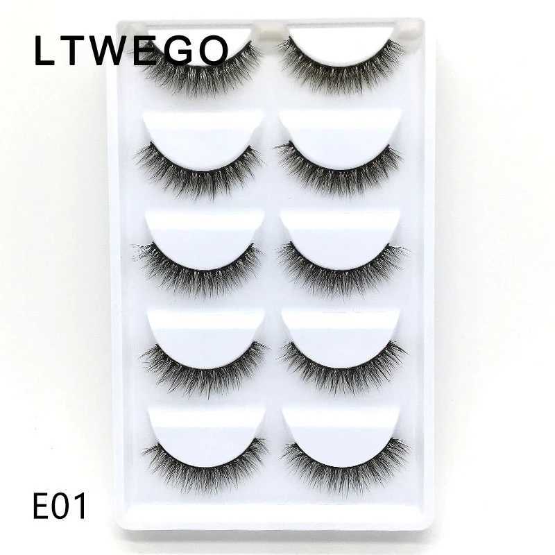 LTWEGO 5 pairs of fluffy artificial mint eyelashes natural long holiday eyelash extension hand rolled 3D eyelash makeupW241024