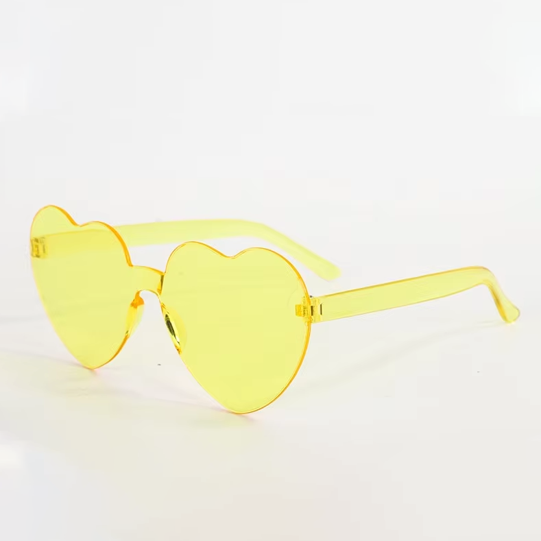 Colorful Frameless Heart Transparent Heart Shaped Sunglasses Beach Sunglasses For Woman Girls