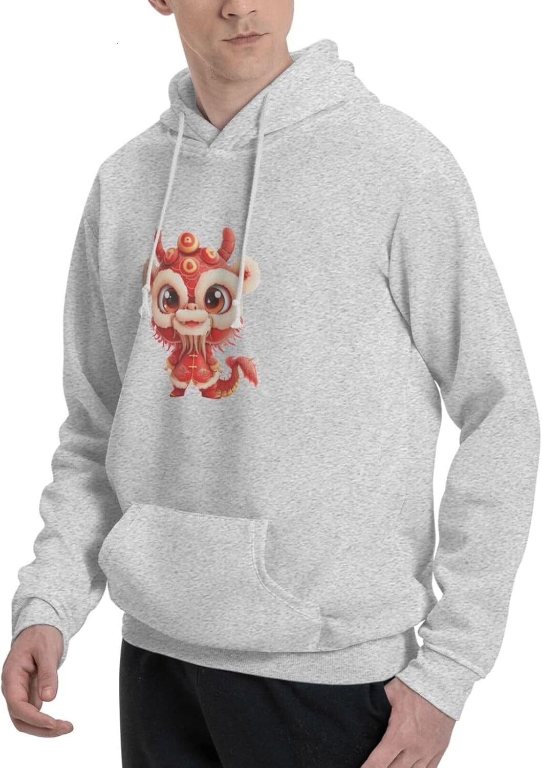 Hoodie for Mens Womens Funny Cartoon Chinese Dragon Print Hoodie for cute Animals Lovers Pullover Hoodies Sweatshirt Clothing Graphic cool