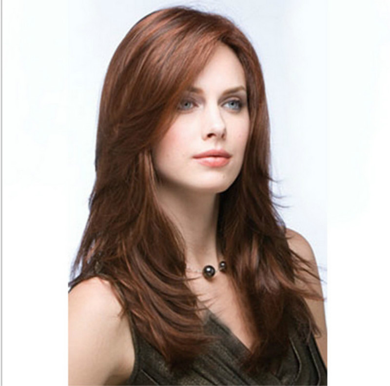 Wig for women with middle parting and big waves brown synthetic wig for foreign trade medium and long curly hair