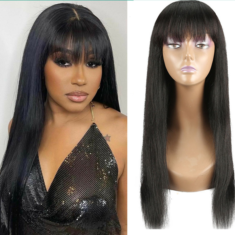 Wigs for women black long straight hair wigs air bangs long hair full head