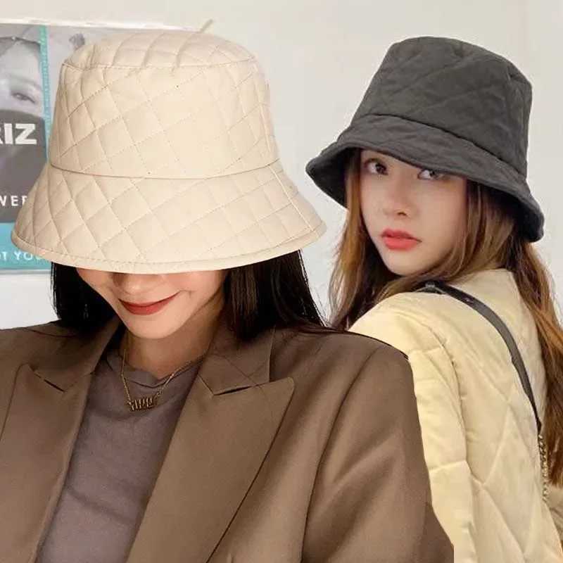 New Fisherman Hat for Men Women Autumn Winter Basin Panama Hats Korean Fashion Unisex Outdoor Rhombus Lady Cold Warm Bucket CapX241025