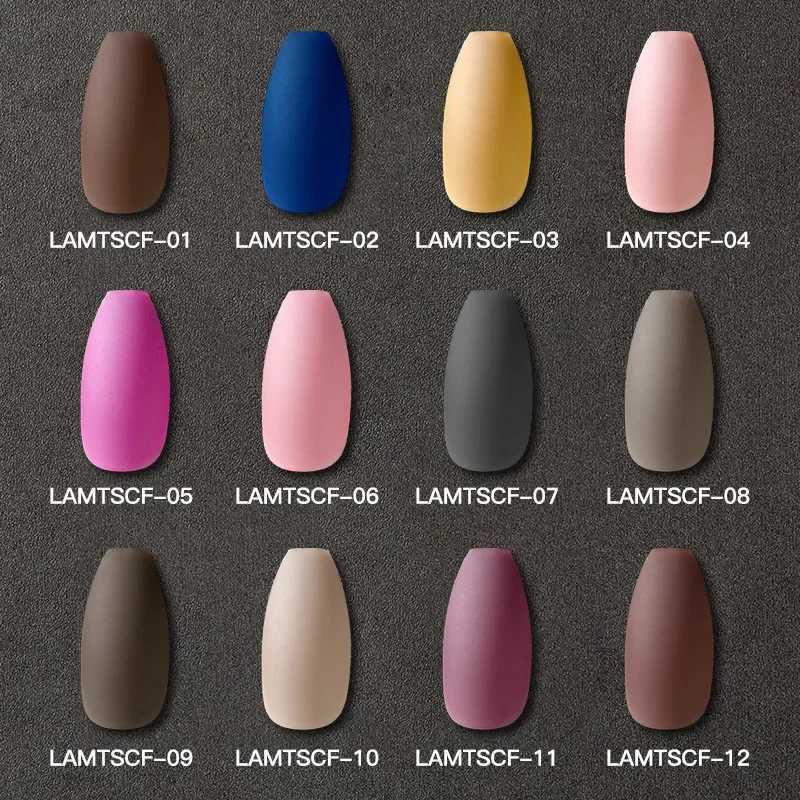 24tips/pc French White Fake Nails Matte /Glossy Detachable Long Square Natural False Press on Nails Manicure Faux OnglesXJ2410