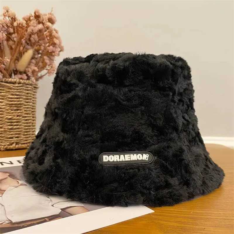 Autumn Winter Plush Bucket Hat Women Thicken Warm Fisherman Hats Korean Version Fashion Sunscreen Basin Caps 2024 NewX241025