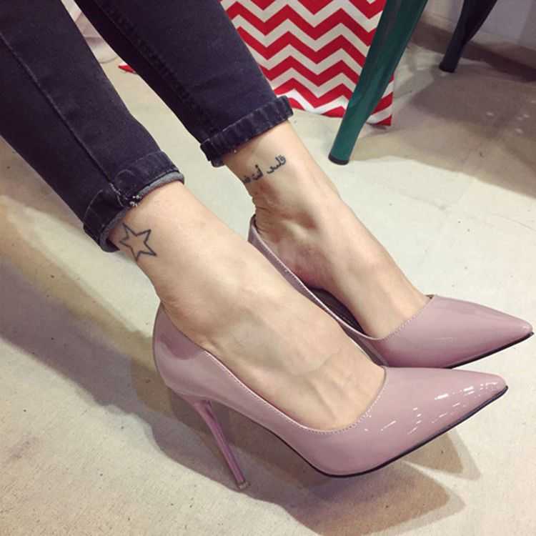Heels sandals slides red bottomed S pointed shallow mouth sexy single summer new versatile French high slim heels bridesmaid banquet shoes