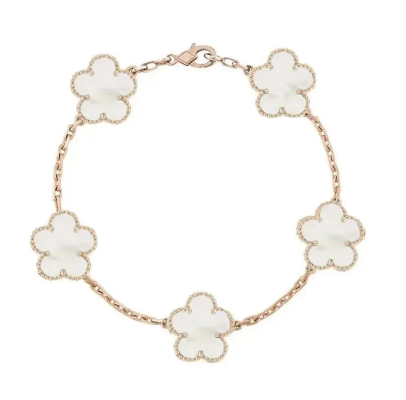 Four leaf clover charm bracelets fine jewelry mother of pearl white black red lady moissanite bracelet designer for women popular designer bag