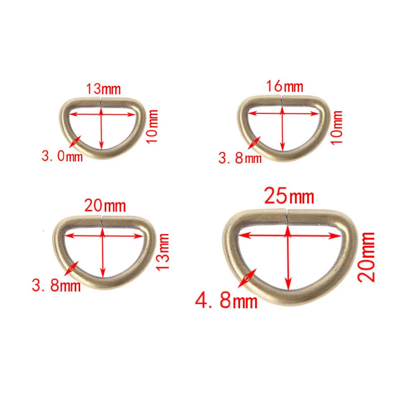 10pcs 13162025mm Backpacks Strap Buckle Inner Width Metal Half Round Shaped Non Welded D Ring DIY Bag Accessories Adjustable 241017