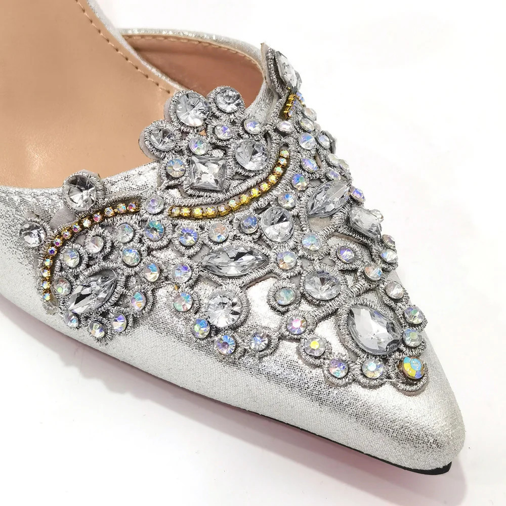 Chan Fashion Simple Versatile Silver Pointed Toe High Heels Comfortable Suitable for Wearing Party Womens Shoes and Bags 241024