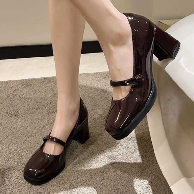 High Quality Autumn New Comfortable Womens Square Head High Heels Shallow Mouth Single Shoes T241024