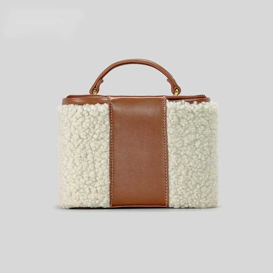 Autumn winter new women's bag niche fleece fur bag lamb fur box bag single shoulder crossbody bag 241015