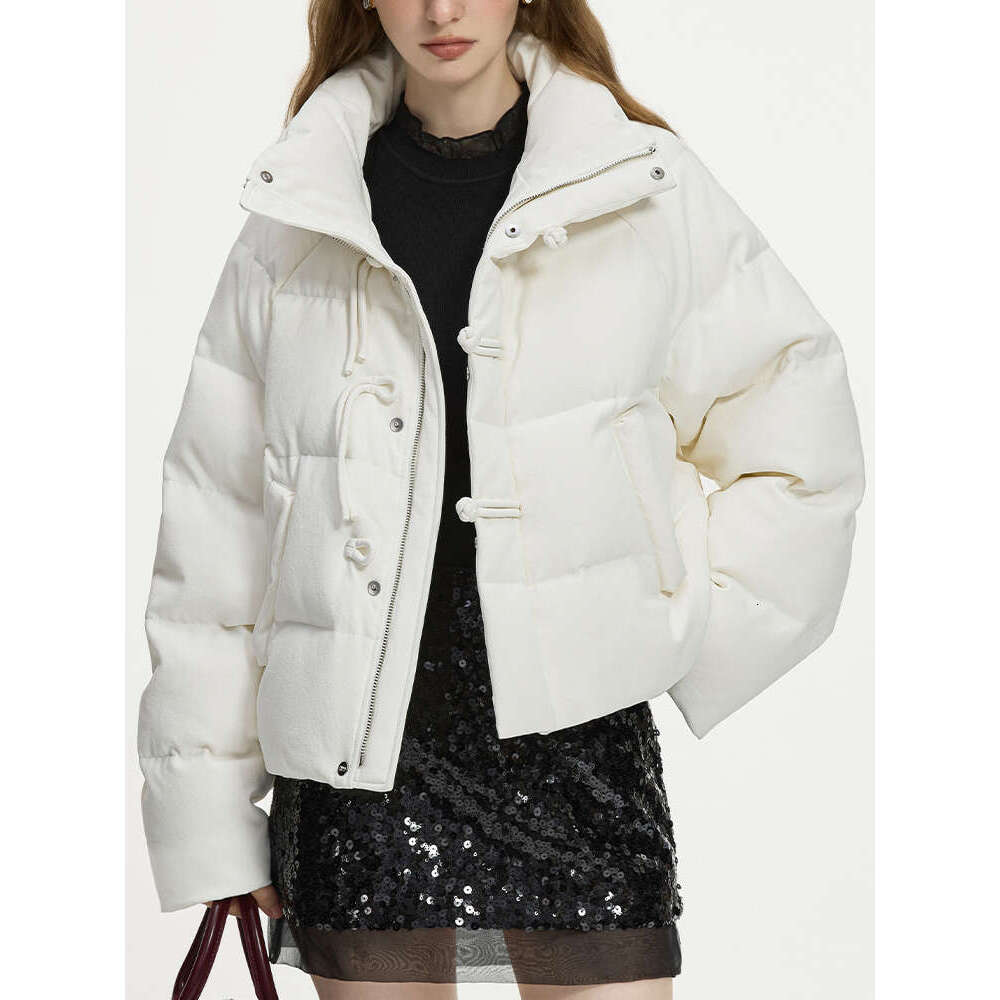 FSLE 126.2G Filg Amount Women Short Coats Stand Collar Commuter Female White Duck Down Jackets 24Fs14076