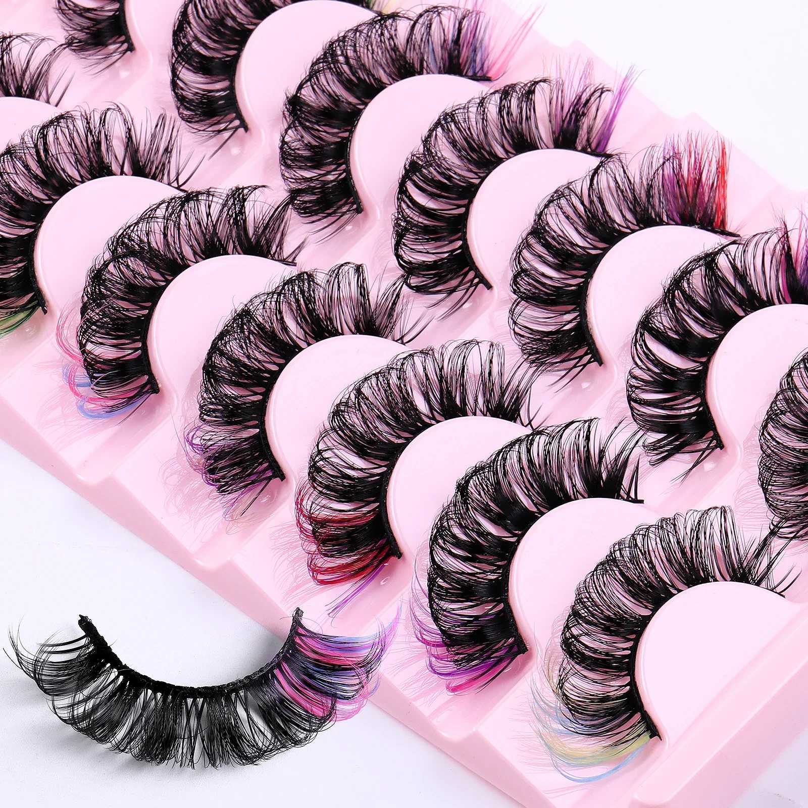 8 pairs of mink colored false eyelashes dramatic eyelash extension natural fluffy eyelashesW241024