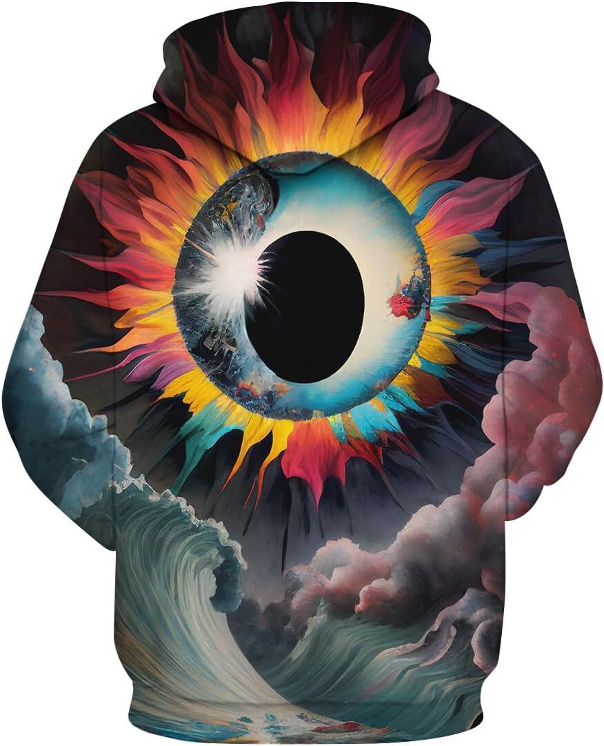 Hoodie for Mens Womens Psychedelic Rainbow Tie Dye Hoodie for Men Women Graphic Unisex 3D Printed Sweatshirts Pullover All-in-one fashion sweatshirt S