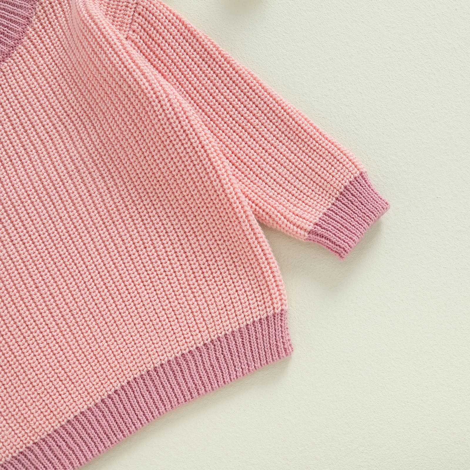 Fall Winrer childrens warm sweater long sleeved round neck contrasting color zipper childrens top knitted childrens clothing W241025