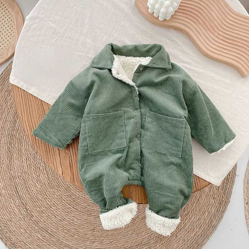 Baby Rompers Corduroy Jumpsuits Fur Lining Girls Clothes Fleece OuterwearXJ241025