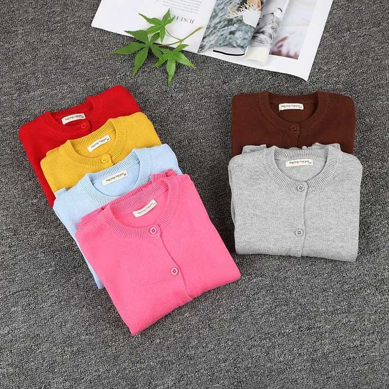 Autumn childrens sweater jacket baby warm knitted childrens cardigan wool sweater childrens boys and girls long sleeved pure cotton sweater jacket W24