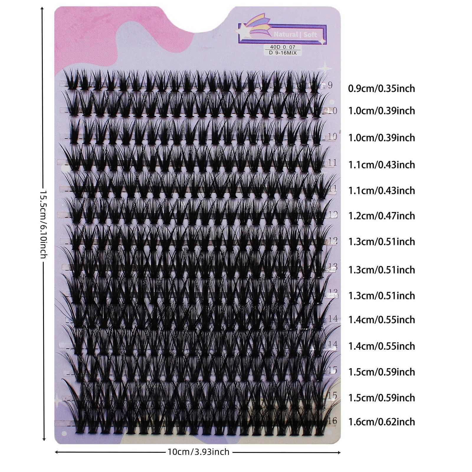 14 rows 280 clusters 40D mixed 9-16mm clusters eyelash extensions natural thick false eyelashes 3D strips personal eyelashesW241024
