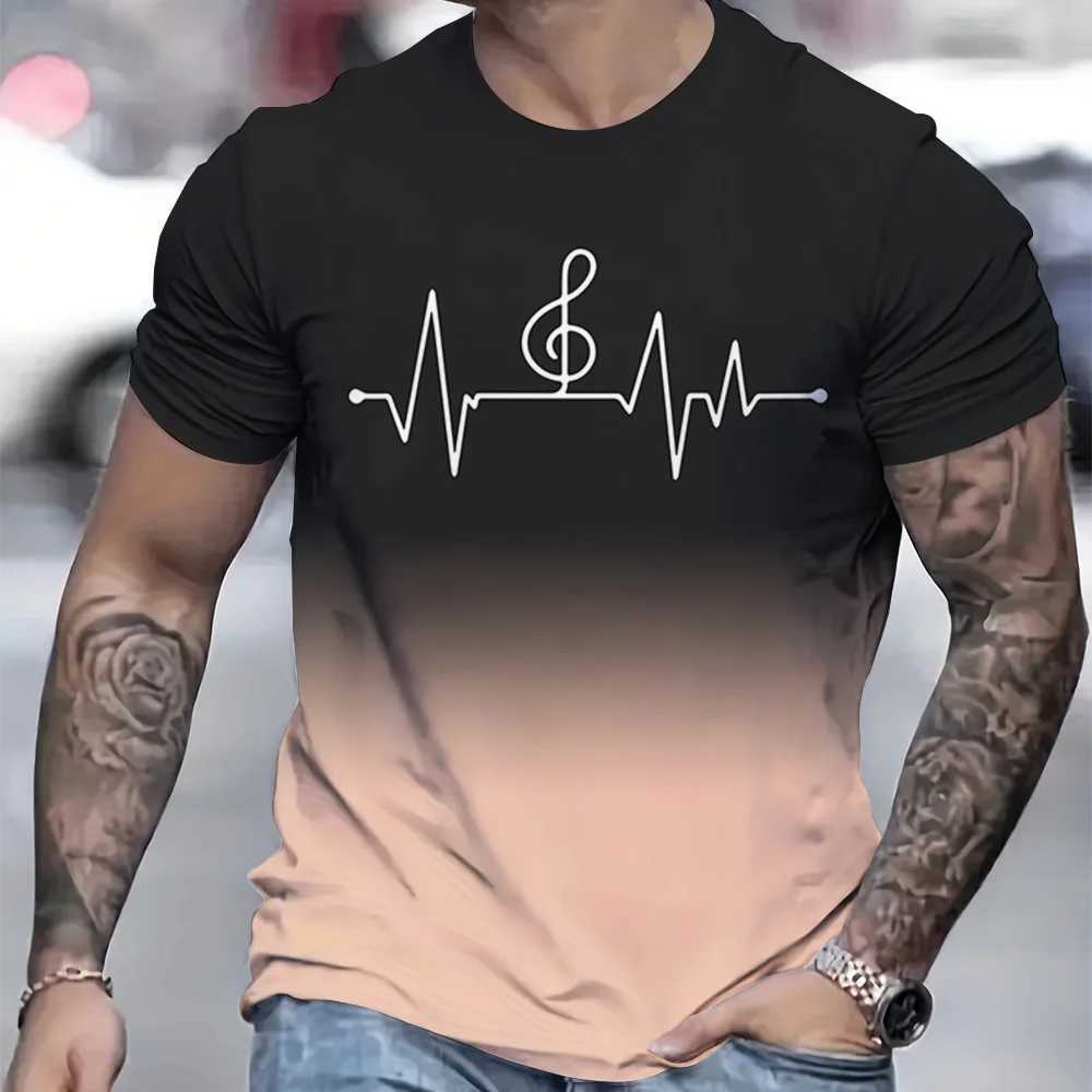 Casual Mens T-Shirt Summer Gym Short Sleeved T-Shirt 3D Ripple Pattern Printed T-Shirts Oversized Men Clothing Tops Outdoor NewXJ250117