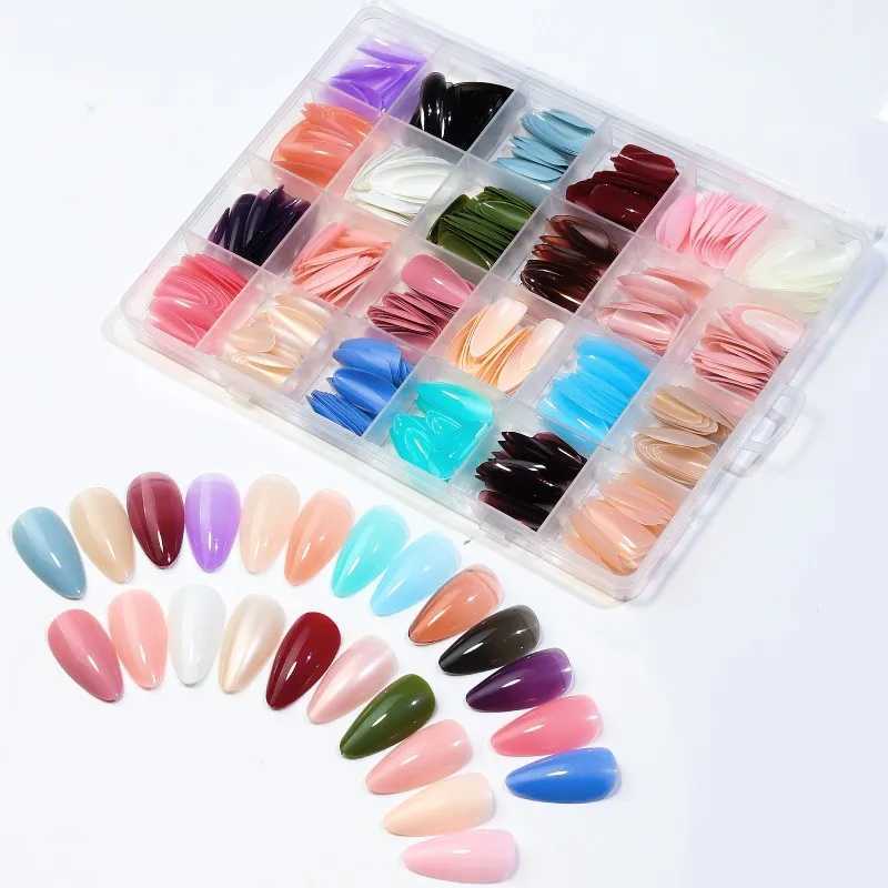 576pcs Press on Nail Colorful Fake Nails Acrylic Full Cover Nail Tips Ballet Wear Nail Press On Nails With Gel DIY Manicure ToolXJ241025