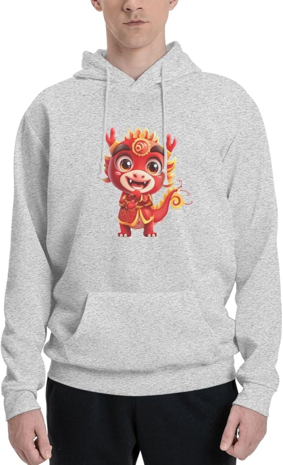 Hoodie for Mens Womens Funny Cartoon Chinese Dragon Print Hoodie for Men Animals Lovers Pullover Hoodies Sweatshirt Clothing Graphic Simple leisure