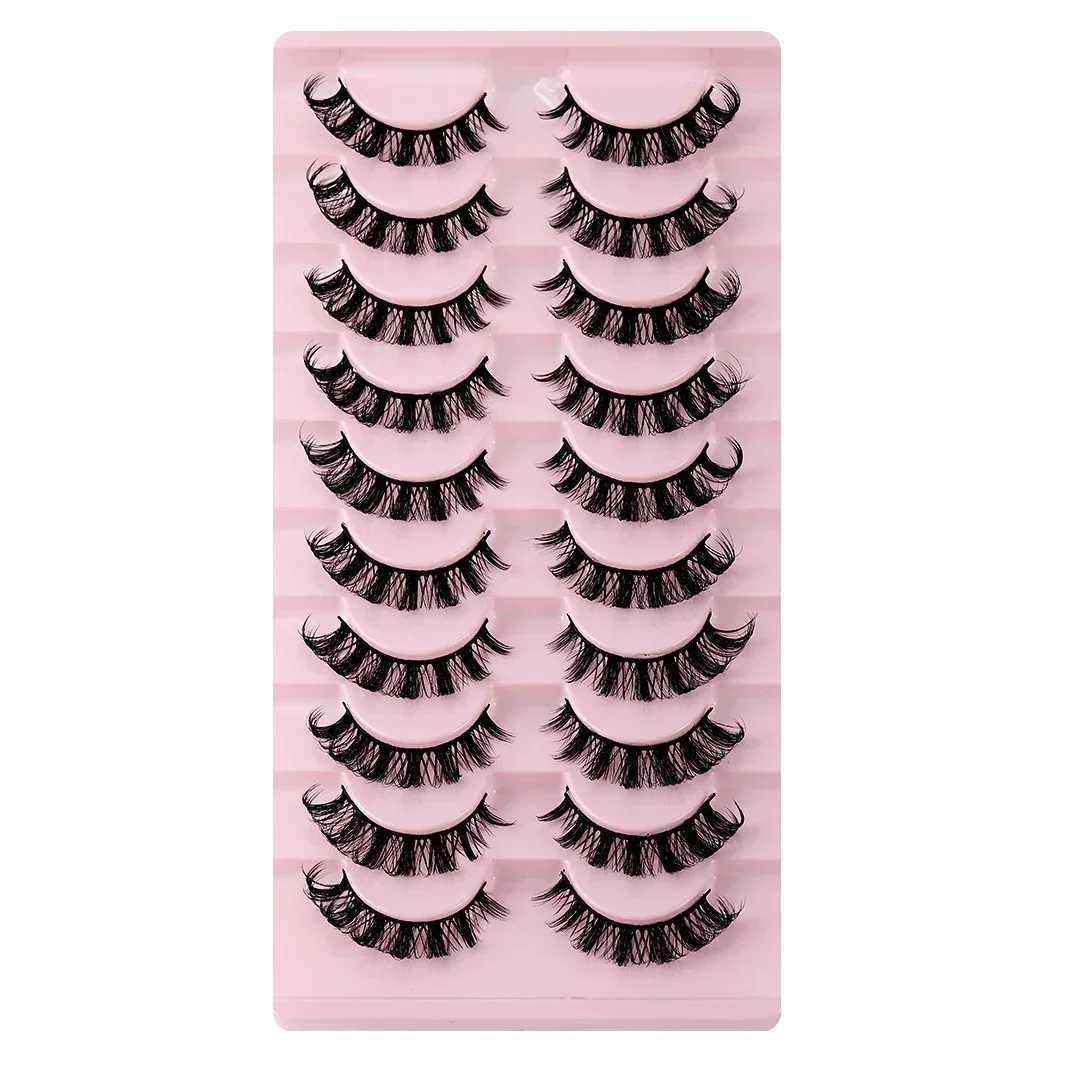 10 pairs of Russian striped eyelashes D-curled false eyelashes natural appearance fluffy volume Wispy Russian eyelashes 3D effect false eyelashesW2410