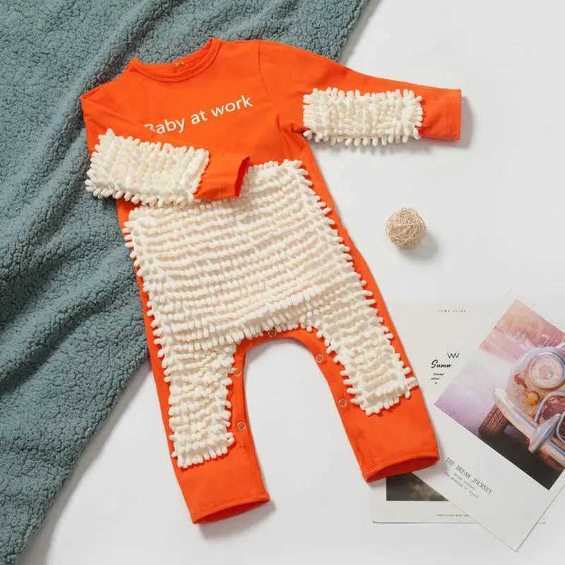 Baby Clothes 2024 New Baby Crling Clothes Baby Mopping Crling Clothes Dark Button English long-sleeved JumpsuitXJ241025
