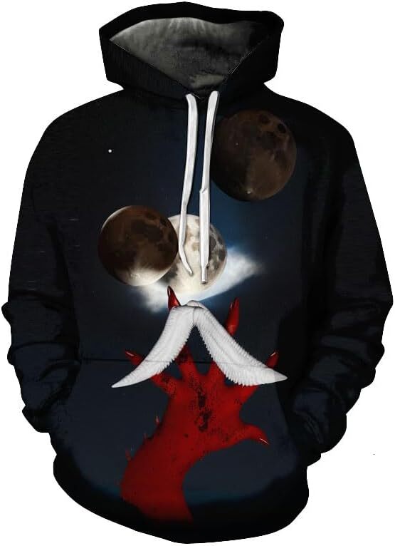 Hoodie for Mens Womens For Men Word Art Hoodie 3D Hand Pattern Fire Oversize Pullover Outdoors Long Sleeve Sports Tops Coat Graphic Fashionable and Wa