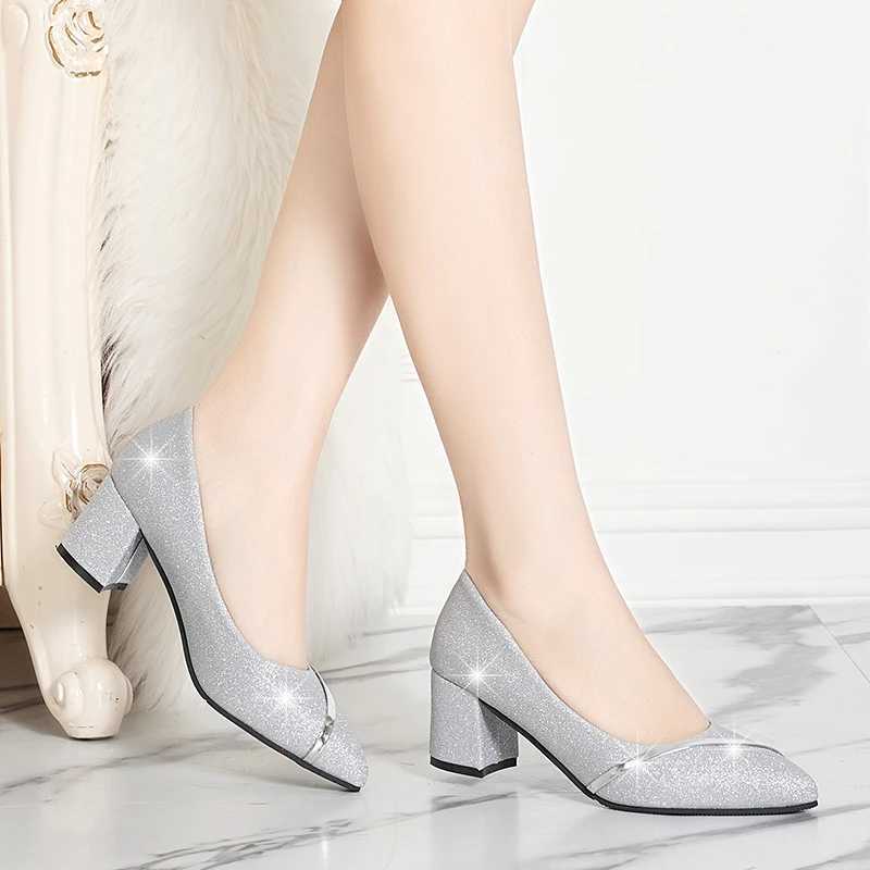 High Quality Fi High Heels Womens Spring and Autumn Matte Full Horse Thick Toe Shallow Mouth Professional Womens Shoes T241024