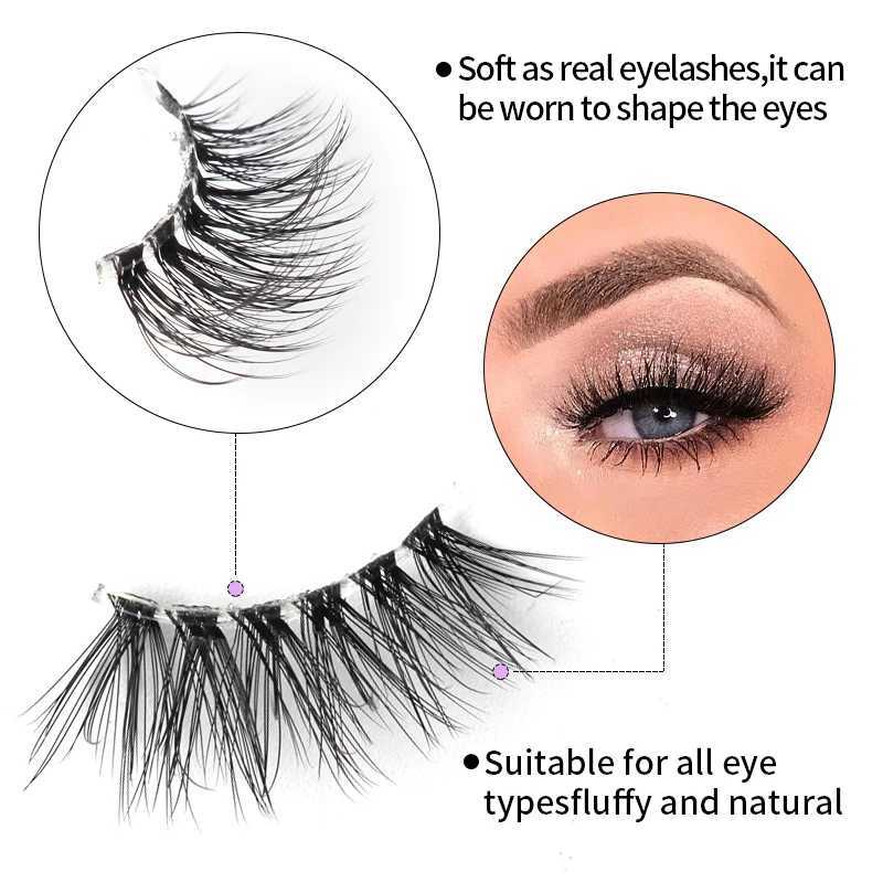 YSDO 3/10 Double Wispy Half Eyelash Fluffy False Eyelash Strip Soft Artificial Mink Eyelash Makeup Roll Eyelash Extension ToolW241024