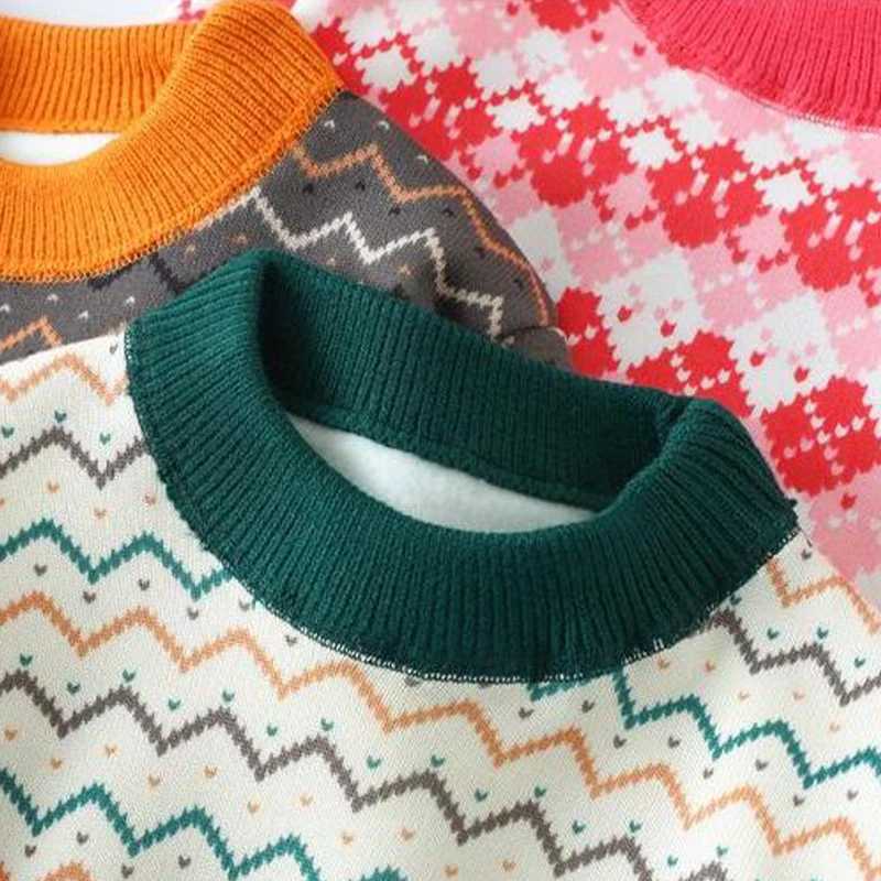 In autumn and winter boys and girls wear childrens striped thick bottom shirts to warm up their childrens warm tops W241025