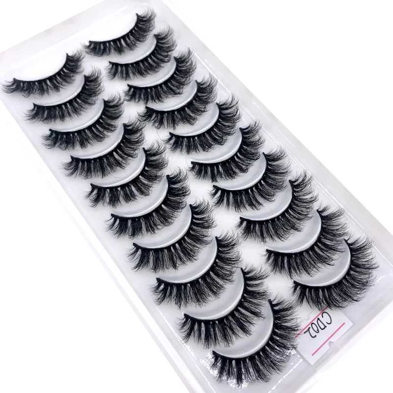 New 8/10 pairs of 100% real mink eyelashes 3D natural false eyelashes 3D mink soft eyelashes extension makeup kit CiliosW241024