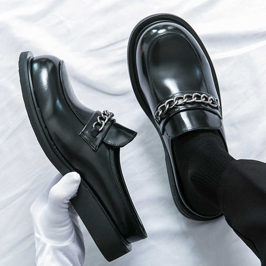 Men Dress Shoes Summer New Half Dragged Leather Shoes Small Fashion Formal Casual Shoes Business Shoes 241009