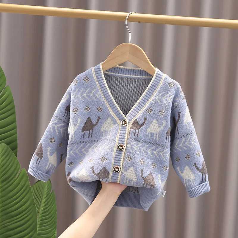Autumn Winter Kids Sweater Coats 2024 new casual baby clothing warm boys and childrens outerwear knitted cardigan wool sweater W241025