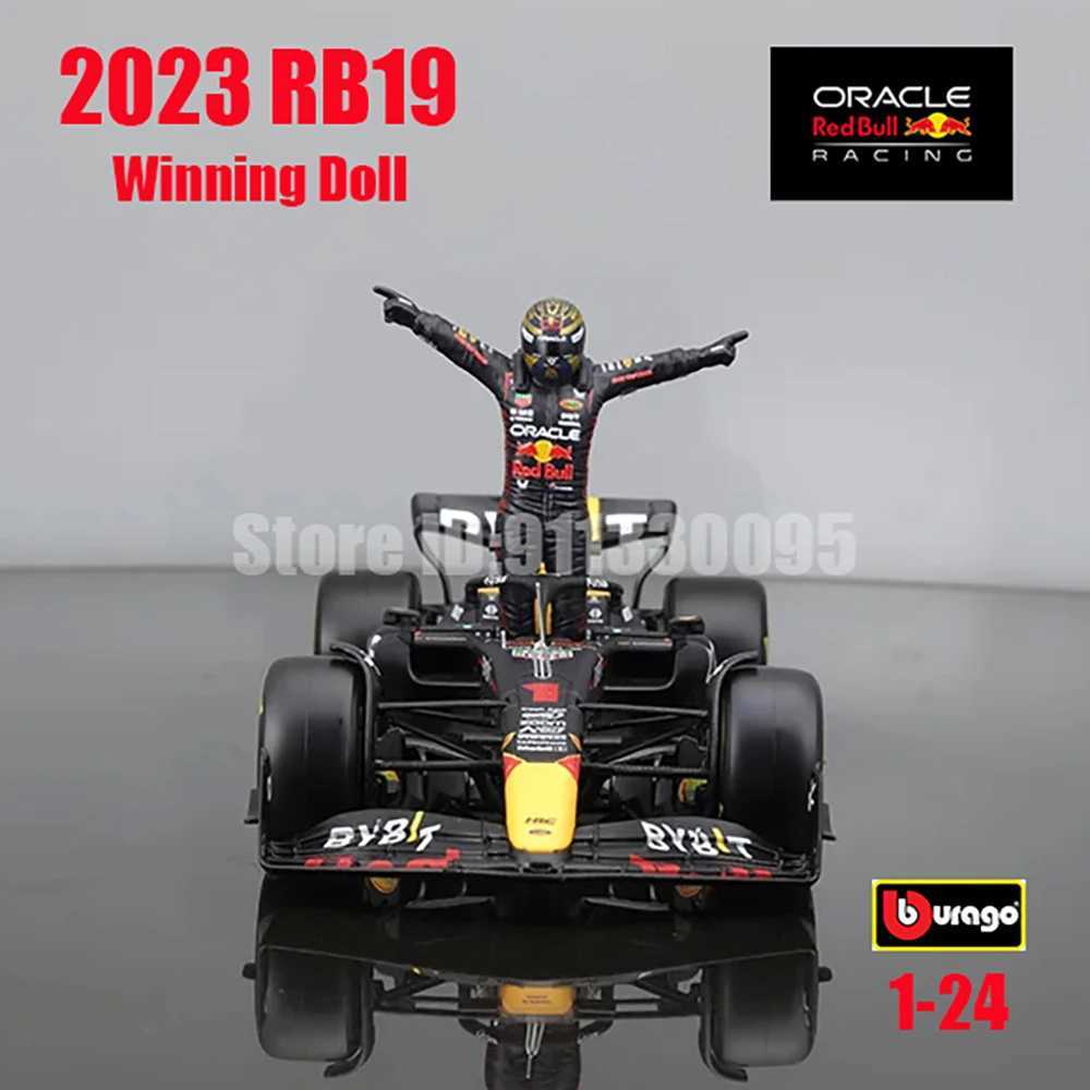 Bburago 1 24 2023 F1 Red Bull Racing RB19+Winning Doll 1# Verstappen 11# Perez Paint Formula One Alloy Super Toy Car Model X241024