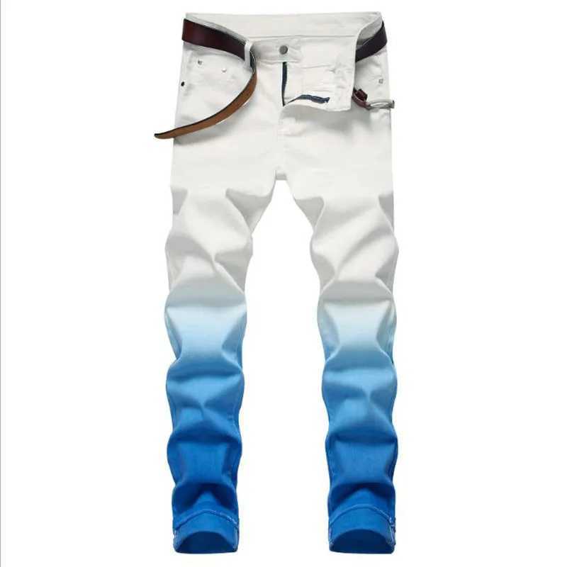 Men's Jeans 2022 New Mens Cotton Jeans Elastic Ultra Thin White Jeans Mens Trouser Casual Mens Hip Hop Jeans Q241024