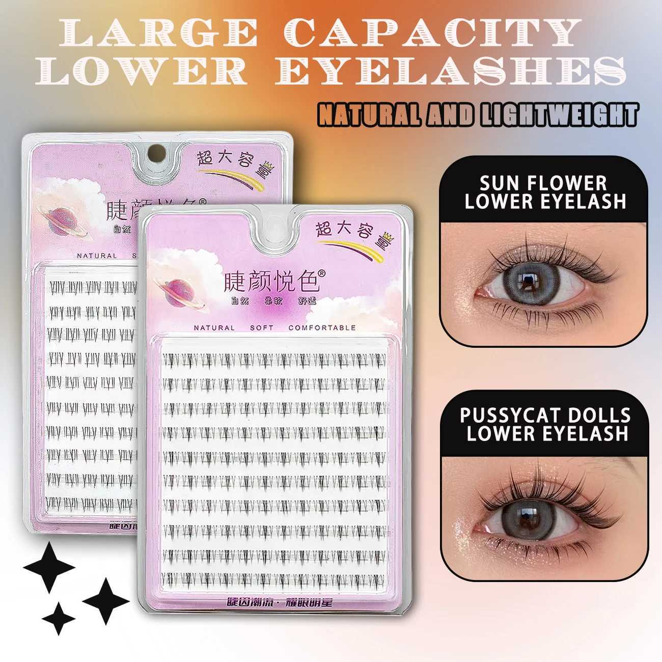 V-shaped cluster false eyelashes with 10 rows of air sensing natural transparent eyelashes dry makeup extension tool for lower eyelashesW241024