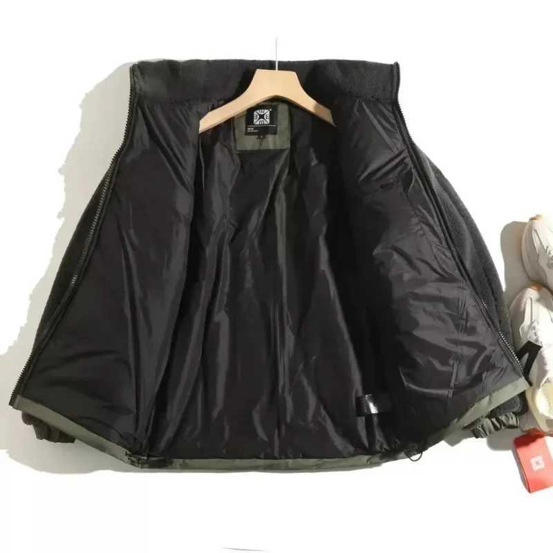 Mens winter warm jacket Lambswool thick wool pocket jacket casual climbing outdoor high neck windproof jacket men 2024 W241024