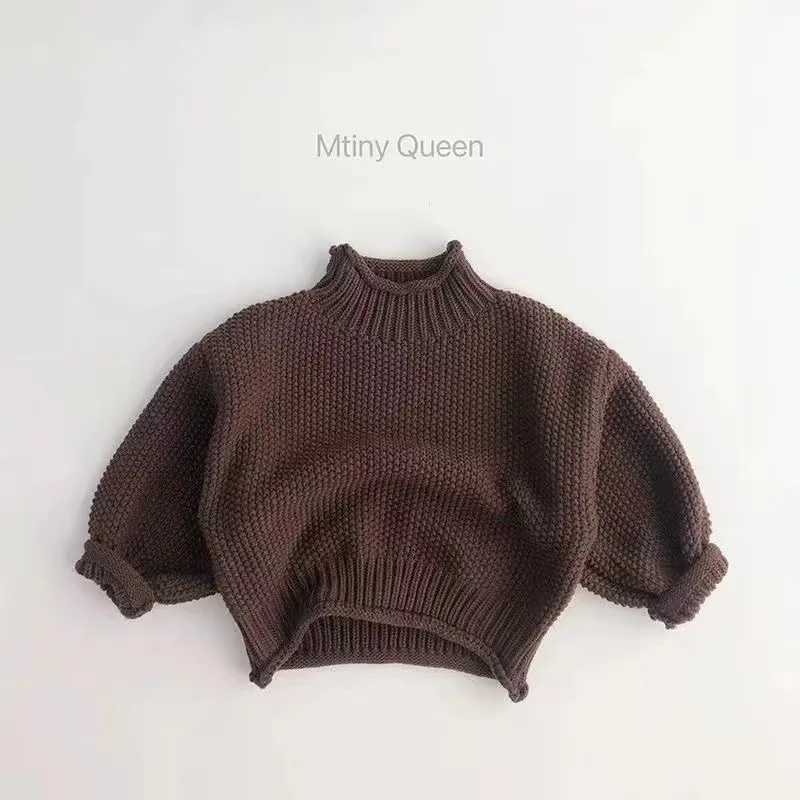 Childrens sweater autumn winter boys and girls fashion treasure Korean version retro knitted turtle neck puller 80-140cm W241025