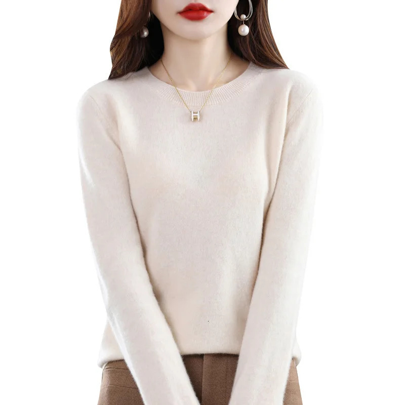 Korea 100% Pure Merino Wool Women Knitted Sweater Winter Warm Fashion Female ONeck Top Cashmere Pullover Seamless Jumpers 241021