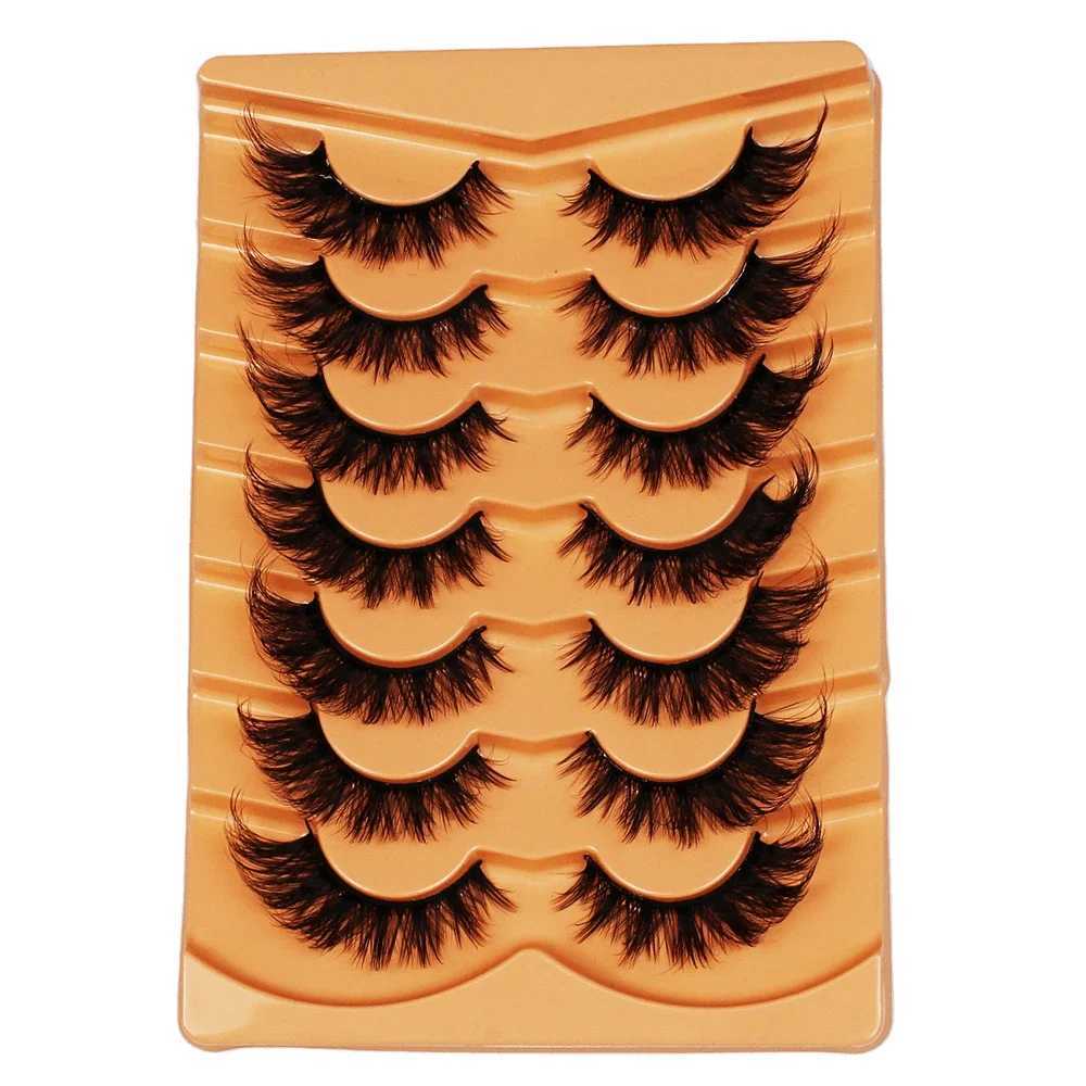7 pairs of cat eye eyelashes eye tip length slim curly fluffy false eyelashesW241024