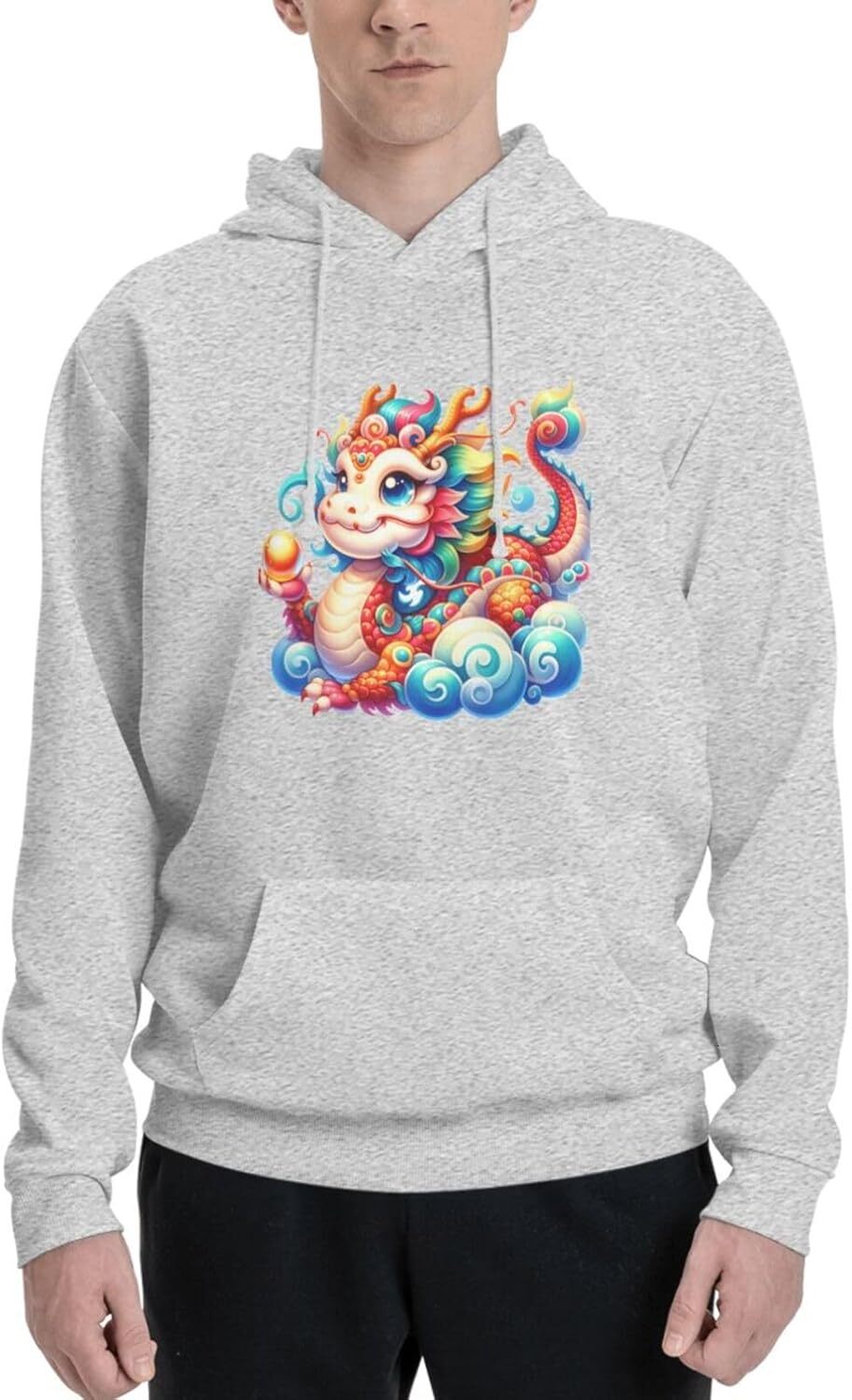 Hoodie for Mens Womens Funny Cartoon Chinese Dragon Print Hoodie for Women Men Animals Lovers Pullover Hoodies Sweatshirt Leisure warmth
