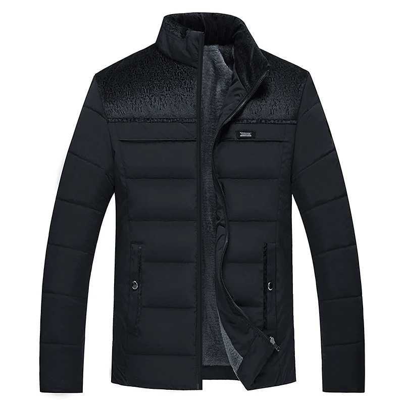 Mens plush thick Parkas stand up collar winter jacket mens Parker jacket winter warm thick zipper jacket W241024